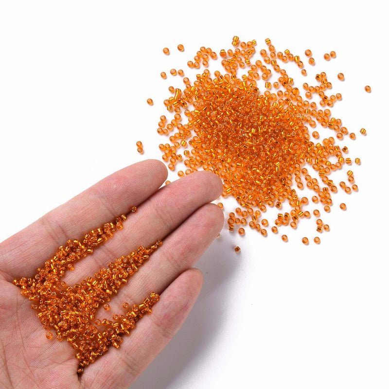 2mm Seed Beads ~ 20g ~ Silver Lined Orange