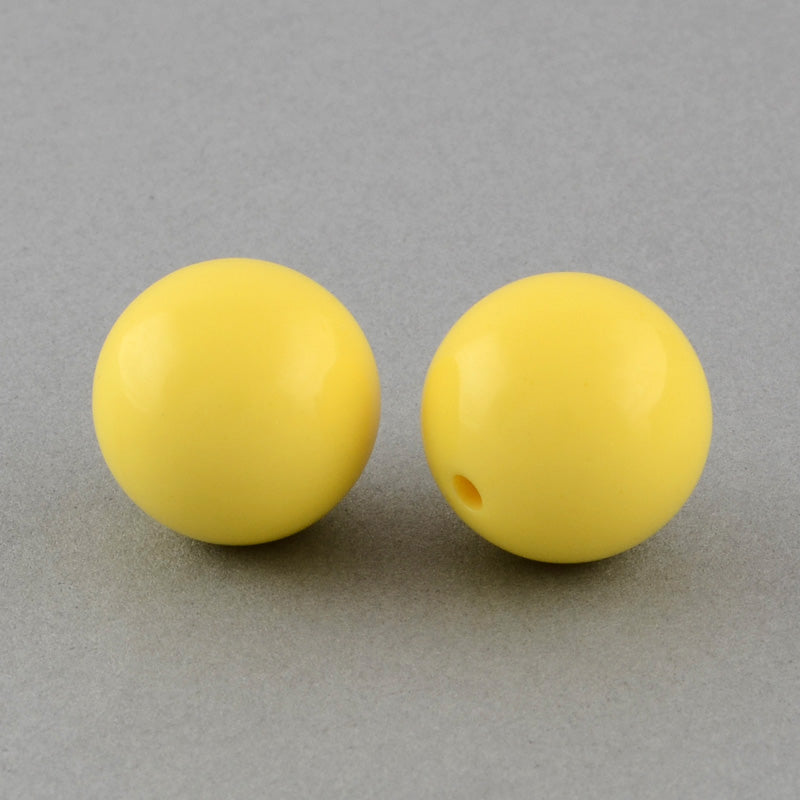 1 Pair of Half Drilled Opaque Acrylic Beads ~ 14mm ~ Yellow