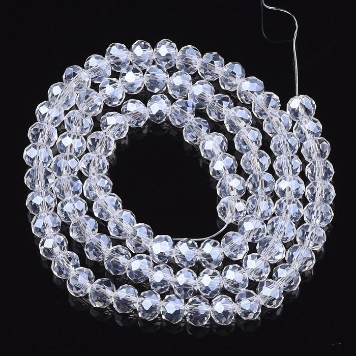 1 Strand of 6x5mm Faceted Glass Rondelle Beads ~ Lustred Crystal Clear ~ approx. 88 beads