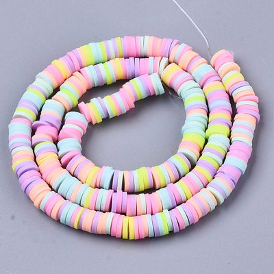 1 Strand of 6mm Polymer Clay Katsuki Beads ~ Mixed Pastel Colours ~ approx. 290-320 beads