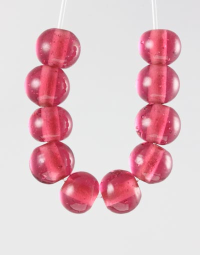 50 x Round Glass Beads ~ 8mm ~ Transparent Dark Pink