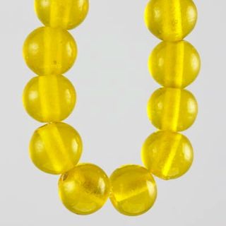 50 x Round Glass Beads ~ 8mm ~ Transparent Lemon