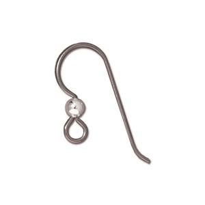 TierraCast Grey Ear Wires ~ Pair ~ Grey with Sterling Silver 3mm Bead