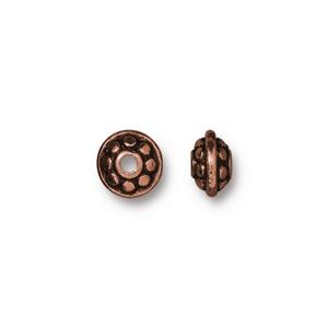 1 x TierraCast 7mm Dotted Spacer Bead ~ Antique Copper