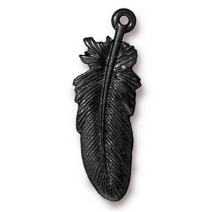 TierraCast Large Feather Charm ~ Black