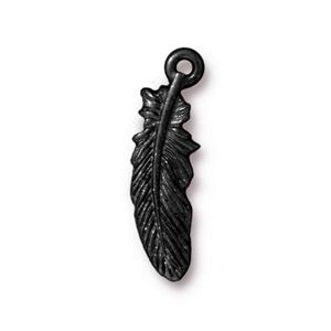 TierraCast Small Feather Charm ~ Black