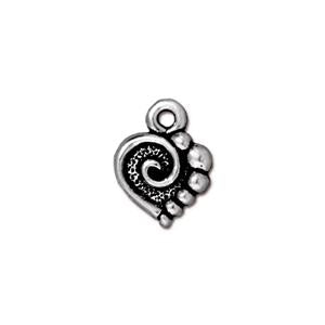 TierraCast Spiral Heart Charm ~ Antique Silver