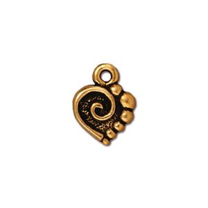 TierraCast Spiral Heart Charm ~ Antique Gold