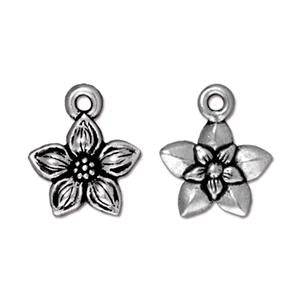 TierraCast Star Jasmine Charm ~ Antique Silver