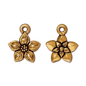 TierraCast Star Jasmine Charm ~ Antique Gold