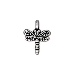 TierraCast Small Dragonfly Charm ~ Antique Silver