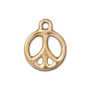 TierraCast 5-8" Peace Charm ~ Bright Gold