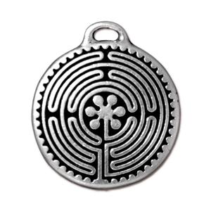 TierraCast Large Labyrinth Pendant ~ Antique Silver