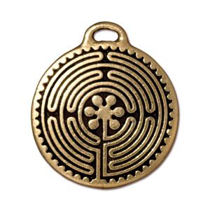 TierraCast Large Labyrinth Pendant ~ Antique Gold
