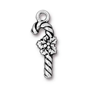 Tierracast Christmas Candy Cane Charm - Antique Silver