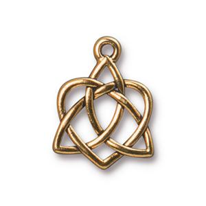 TierraCast Small Celtic Open Heart Charm - Antique Gold
