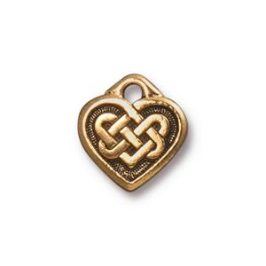 TierraCast Small Celtic Heart Charm - Antique Gold