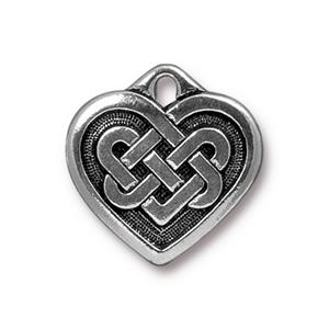 TierraCast Large Celtic Heart Pendant - Antique Silver
