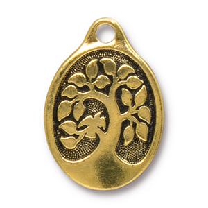 TierraCast Bird in a Tree Pendant ~ Antique Gold