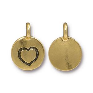 TierraCast Heart Charm ~ Antique Gold