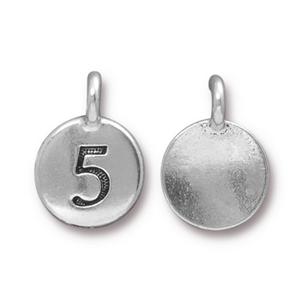 TierraCast Number 5 Charm - Antique Silver