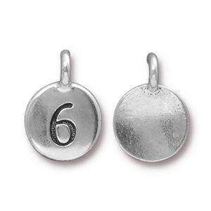 TierraCast Number 6 Charm - Antique Silver