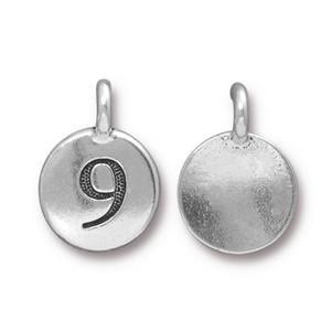 TierraCast Number 9 Charm - Antique Silver