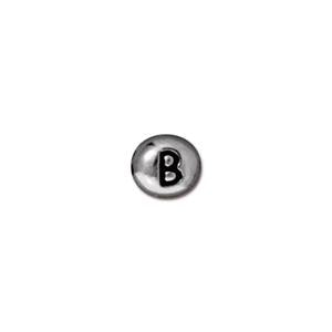 TierraCast Letter B Bead ~ Antique Bright Rhodium