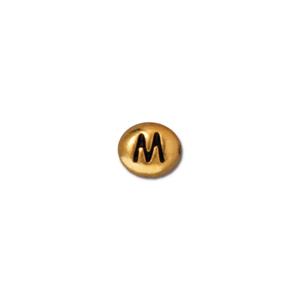 TierraCast Letter M Bead ~ Antique Gold