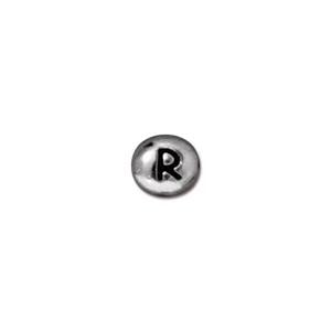 TierraCast Letter R Bead ~ Antique Bright Rhodium