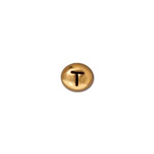 TierraCast Letter T Bead ~ Antique Gold