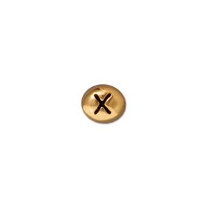 TierraCast Letter X Bead ~ Antique Gold