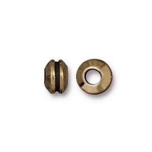 TierraCast Grooved Large Hole Bead ~ Brass Oxide