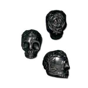 TierraCast Rose Skull Bead ~ Black