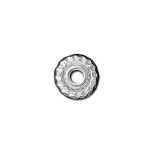 TierraCast 10mm Hammertone Large Hole Bead ~ Bright Rhodium