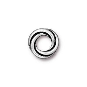 TierraCast 12mm Twisted Spacer Bead ~ Antique Silver