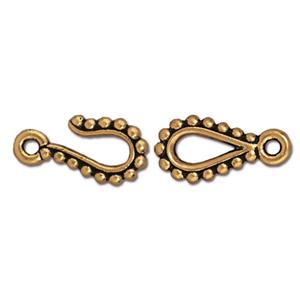 TierraCast Beaded Hook & Eye Clasp Set - Antique Gold