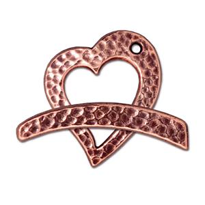 TierraCast Hammertone Heart Toggle Clasp ~ Antique Copper