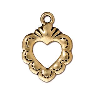 TierraCast Sacred Heart Charm ~ Antique Gold