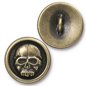TierraCast Scary Skull Button ~ Brass Oxide