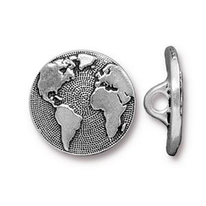 TierraCast Earth Button ~ Antique Silver
