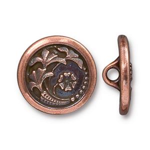 TierraCast Czech Flower Button ~ Antique Copper