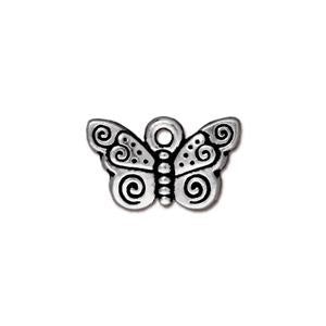 TierraCast Spiral Butterfly Charm ~ Antique Silver