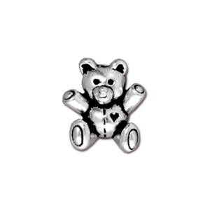 TierraCast Teddy Bear Bead ~ Antique Silver