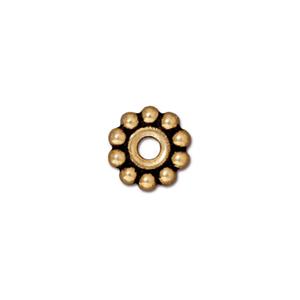 TierraCast 10mm Beaded Large Hole Bead ~ Antique Gold