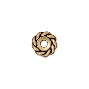 TierraCast 10mm Twisted Large Hole Bead ~ Antique Gold