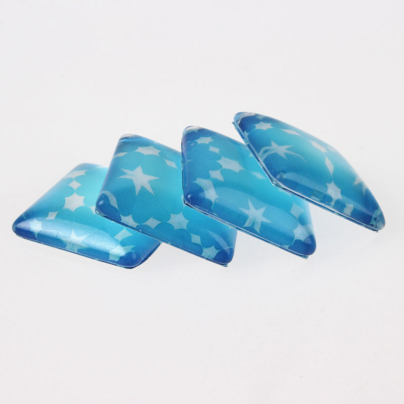 5 x Glass Cabochons ~ 15x15mm ~ Sky Blue