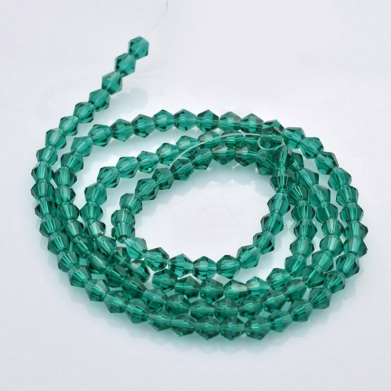 1 Strand of 3mm Glass Bicones ~  Sea Green ~ approx. 125 beads