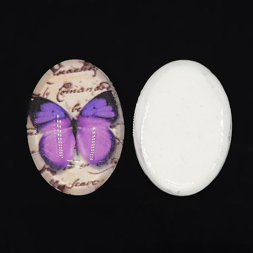 1 x Vintage Style Glass Cabochon ~ 18x13mm ~ Butterfly