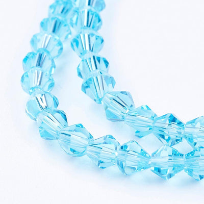 4mm Glass Bicones ~ approx. 88 Beads/String ~ Light Blue